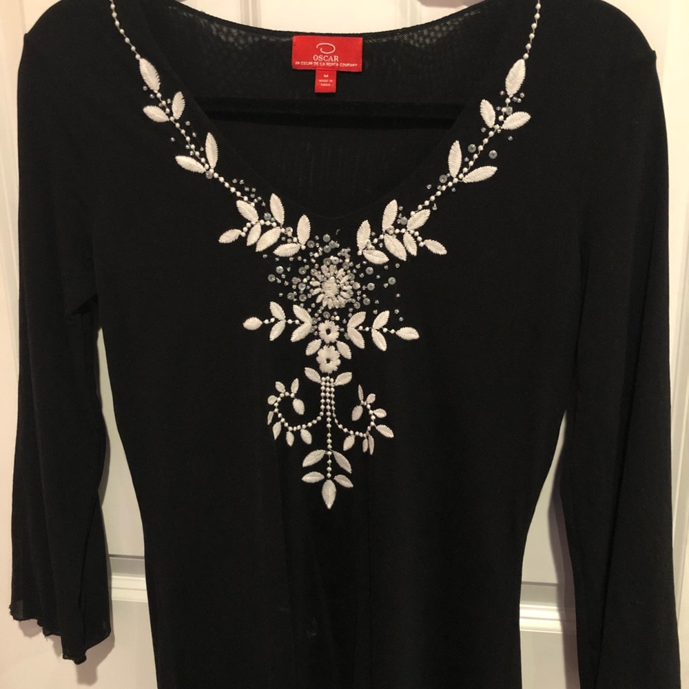 Classy long sleeve embellished blouse by Oscar